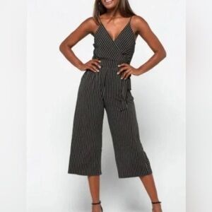 Kaileigh Black and White Striped Jumpsuit